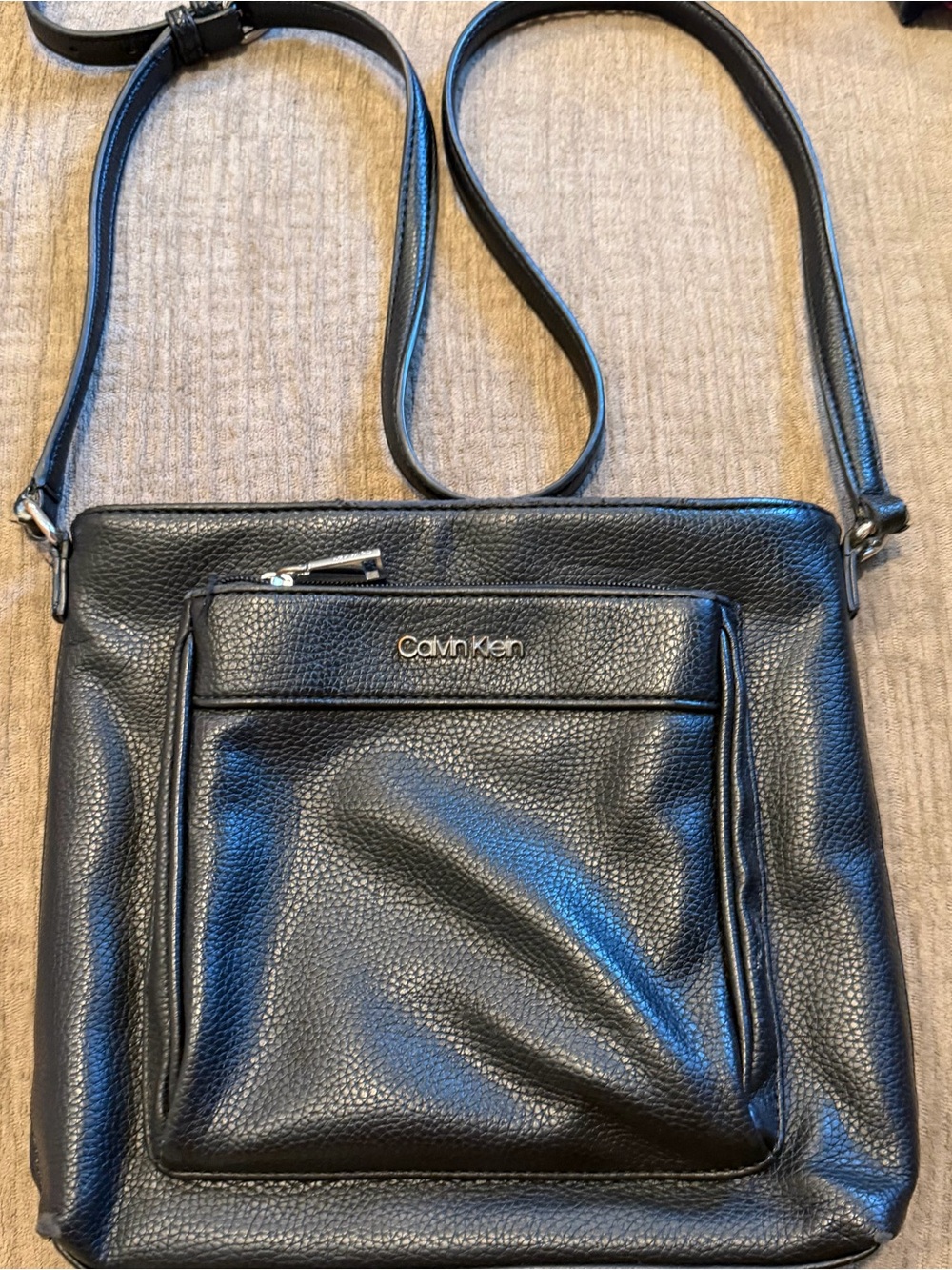 Calvin Klein Black Pebbled Leather Crossbody Bag